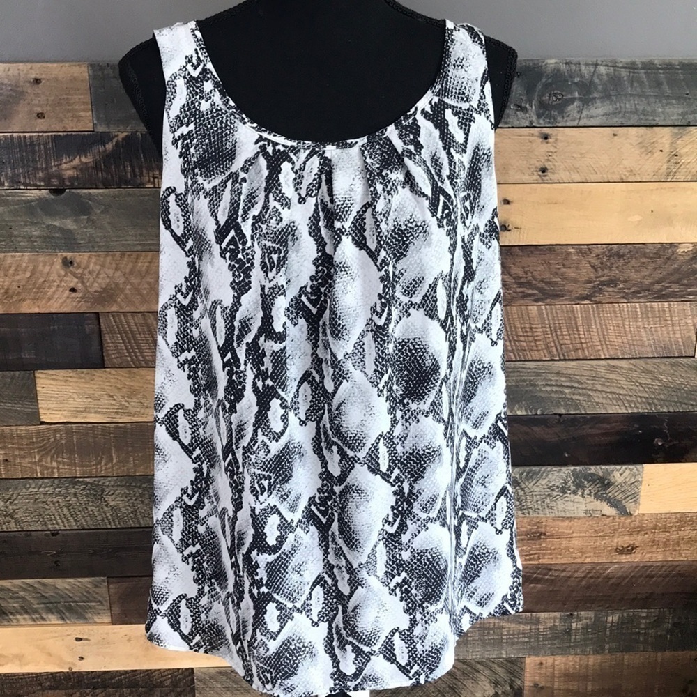 Apt. 9 Womens Sleeveless Top/Blouse, M, Snake Print: Black, Gray, White